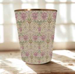 William Morris Waste Paper Bin, Fabric Desk Handmade Basket, Decorative Home Office Bin - Honeysuckle Rose