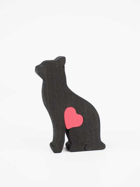 Personalized Cat Figurine With Love Heart, Wooden Keepsake Memorial Gift, Mother's Day Gift For Grandmother - image 1