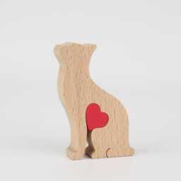 Personalized Cat Figurine With Love Heart, Wooden Keepsake Memorial Gift, Mother's Day Gift For Grandmother - thumbnail 3