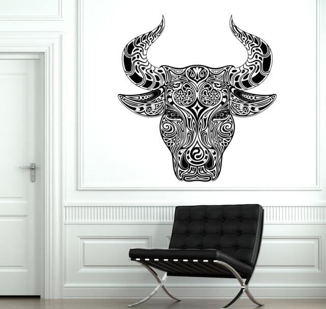 Wall Decal Animal Ornament Bull Aggressive Vinyl Sticker 1849Dz - image 1