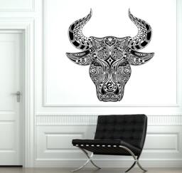 Wall Decal Animal Ornament Bull Aggressive Vinyl Sticker 1849Dz - thumbnail 1
