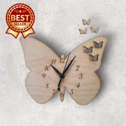Butterfly Shaped Wood Clock - Cherry, Oak Or Walnut Finish. Custom Sizes & Shapes Made