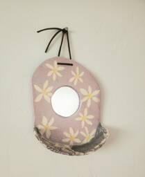 Ceramic Daisy Flower Wall Mirror With Shelf