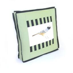 Bird Illustration Pillow, Chirper Sparrow Art Cushion Cover - thumbnail 3