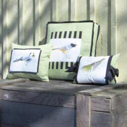 Bird Illustration Pillow, Chirper Sparrow Art Cushion Cover - thumbnail 4