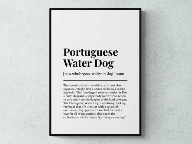 Portuguese Water Dog Funny Definition Wall Art Print - image 1