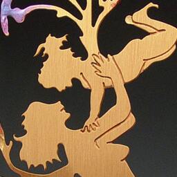 Copper Fairy Mother & Child With Hand Blown Glass Bottle & Crystal Prisms - Mother's Day Gift Air Plant Holder, Essential Oil Deffuser - thumbnail 2