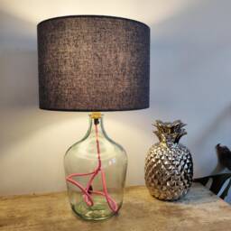 Extra Large Navy Blue Lampshade - Homespun With Diffuser - thumbnail 2