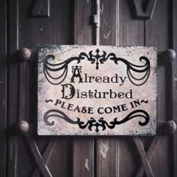 Gothic Metal Already Disturbed Wall Plaque - Dark Humor Sign For Kitchen Office Decor - thumbnail 2