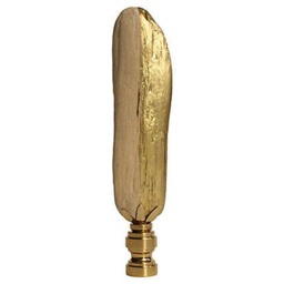 Golden Driftwood Lamp Finials On Shiny Brass Hardware - A Matching Pair Of Gold-Gilded Toppers - thumbnail 4