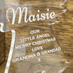 Personalised Angel Children's Tree Decoration - Perfect Christmas Gift For Grandchild Son Daughter Laser Engraved - thumbnail 2