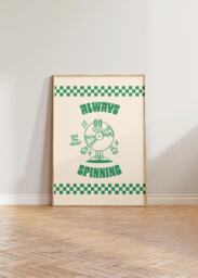 Retro Print, Always Spinning Poster, Music Wall Art, Cartoon Cool Vintage Style Prints, Gift, Checked - thumbnail 1