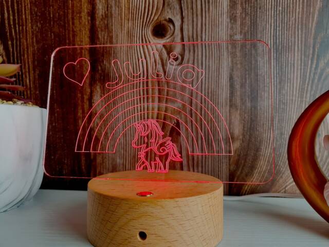 Personalized Unicorn Rainbow Led Night Light Custom Kids Room Decor - image 1
