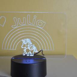 Personalized Unicorn Rainbow Led Night Light Custom Kids Room Decor - thumbnail 2