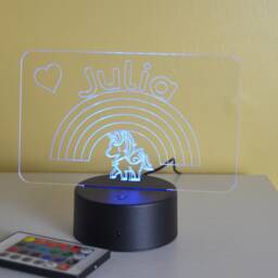 Personalized Unicorn Rainbow Led Night Light Custom Kids Room Decor - thumbnail 3