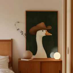 Cowboy Goose Poster, Farm Animal Wall Art, Western Folk Print - thumbnail 3