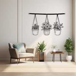 Botanical Metal Hanging Planter Wall Art, Minimalist Indoor Garden Decor, Mother's Day Gift - thumbnail 4