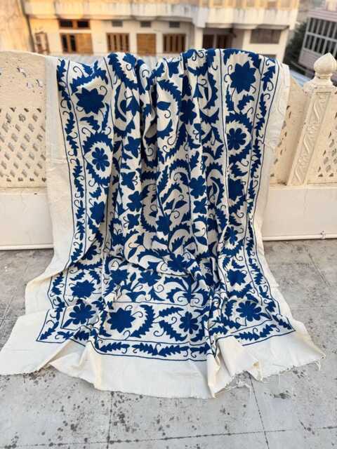 Artisan Suzani Quilt - Hand-stitched Cotton, Traditional Embroidery, Boho Home Throw Or Bedspread - image 1