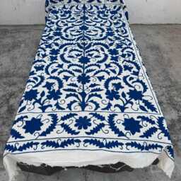 Artisan Suzani Quilt - Hand-stitched Cotton, Traditional Embroidery, Boho Home Throw Or Bedspread - thumbnail 2