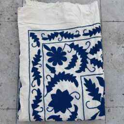 Artisan Suzani Quilt - Hand-stitched Cotton, Traditional Embroidery, Boho Home Throw Or Bedspread - thumbnail 4