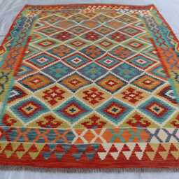 5x7 Ft New Oriental Tribal Rug, Turkmen Rug, Flatweave Kilim Afghan Maimana Vintage Rug For Bedroom, Livingroom - thumbnail 2