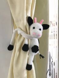 Cow Curtain Tie Back - Single Crochet Cow Holder Amigurumi Baby Shower Gift Nursery Decoration