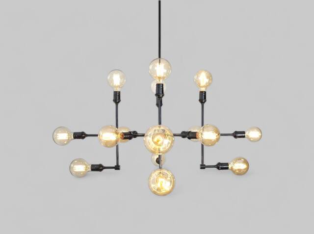 Modern Industrial Brass Chandelier, Custom Length - image 1