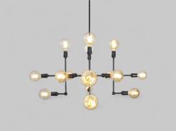 Modern Industrial Brass Chandelier, Custom Length - thumbnail 1