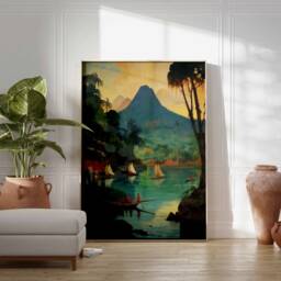 Indonesia Travel Poster, Indonesian Print, Asian Wall Art, Bali Scenery Floral Folk Art Culture Print - thumbnail 3