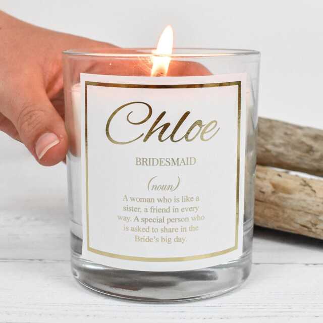 Personalised Bridesmaid Candle, Gift, Custom Favour, Hen Party Night - image 1