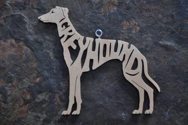 Greyhound Dog Ornament Wooden Hand Cut Decoration - image 1