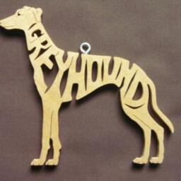 Greyhound Dog Ornament Wooden Hand Cut Decoration - thumbnail 2