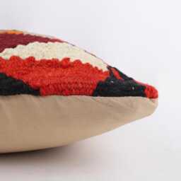 Vintage Turkish Kilim Pillow Cover Handwoven Wool Throw - 16''x16'' - thumbnail 4