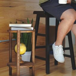 Wooden Side Table, Plant Stand Indoor, Small End Table, Aesthetic Solid Wood 3 Leg Round Bedside Night - thumbnail 3