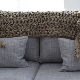Long Fox Blanket, Rug, Fleece Animal Light Brown Chunky Knit, Hazelnut Blanket - thumbnail 3