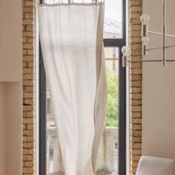 Tie Top Linen Curtain Panel 100% Baltic Linen, Multiple Colors - thumbnail 2