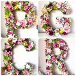 Large Floral Letter 3D Moss & Flower Decor, Woodland Nursery Sign - thumbnail 1