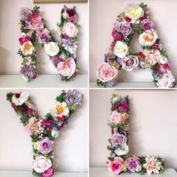 Large Floral Letter 3D Moss & Flower Decor, Woodland Nursery Sign - thumbnail 2