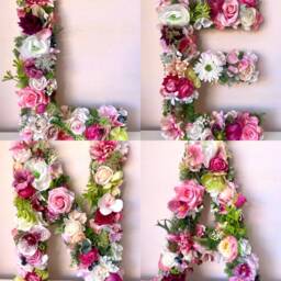 Large Floral Letter 3D Moss & Flower Decor, Woodland Nursery Sign - thumbnail 3