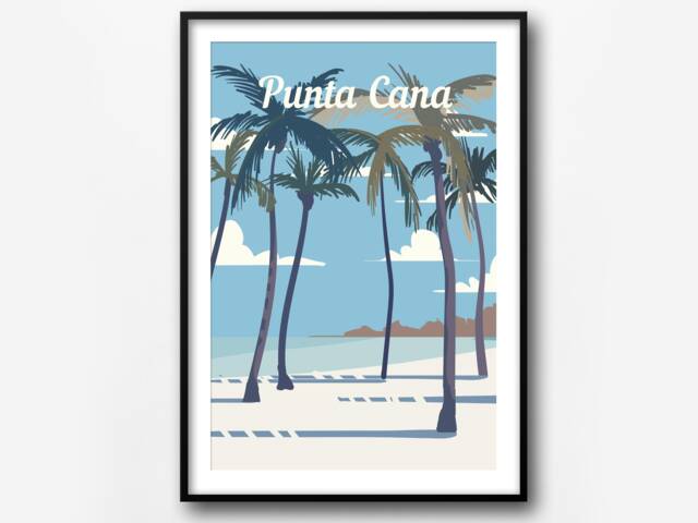 Punta Cana Retro Travel Poster Dominican Republic Art Print - image 1