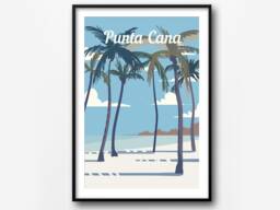 Punta Cana Retro Travel Poster Dominican Republic Art Print - thumbnail 1