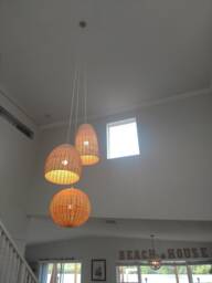 Boho Rattan Chandelier With Three Lamp Shades - thumbnail 1