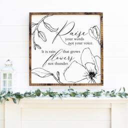 Magnolia Flower Wood Sign Rustic Farmhouse Wall Decor - thumbnail 1