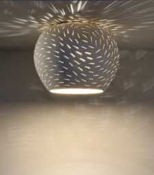 7 in Flush Mount Ceiling Light - Claylight Coral Surface Minimalist Ceramic Overhead Lamp - thumbnail 1