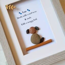 Dog Wall Art, Pet Pebble Art Picture, Stone Lover Quotes, Framed Minimalist Art Picture - thumbnail 3