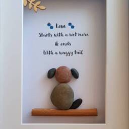Dog Wall Art, Pet Pebble Art Picture, Stone Lover Quotes, Framed Minimalist Art Picture - thumbnail 2
