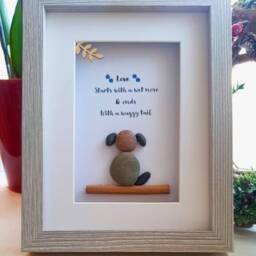 Dog Wall Art, Pet Pebble Art Picture, Stone Lover Quotes, Framed Minimalist Art Picture - thumbnail 4