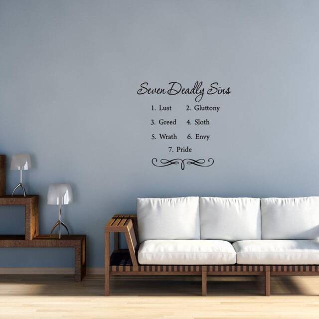 7 Deadly Sins Wall Decals - Bible Scripture Vinyl Stickers Faith-Based Christian Art Pride & Sin Decor - Vwaq 560 - image 1