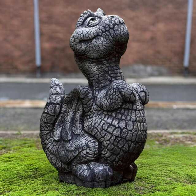 Stone Baby Dragon Statue Concrete Sitting Figurine Outdoor Animal Sculpture Wildlife Ornament Gothic Decoration Lover Gift Yard Art - image 1