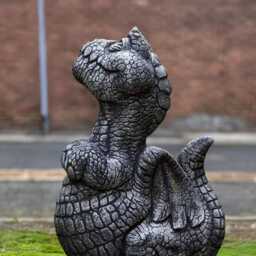 Stone Baby Dragon Statue Concrete Sitting Figurine Outdoor Animal Sculpture Wildlife Ornament Gothic Decoration Lover Gift Yard Art - thumbnail 2